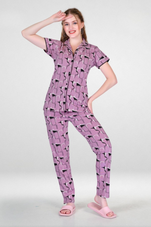 CADILA Women Cotton Printed Button Top & Pyjama Set 4