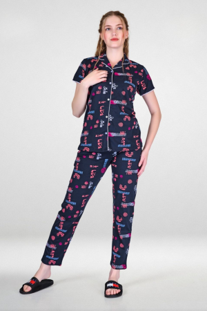 CADILA Women Cotton Printed Button Top & Pyjama Set 5