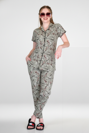 CADILA Women Cotton Printed Button Top & Pyjama Set 6