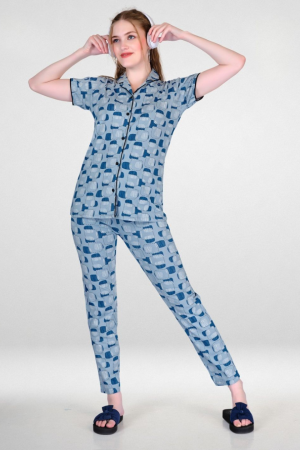 CADILA Women Cotton Printed Button Top & Pyjama Set 1