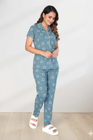 CADILA Women Cotton Printed Button Top & Pyjama Set 8