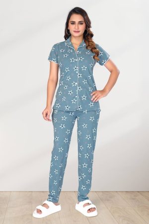 CADILA Women Cotton Printed Button Top & Pyjama Set 8